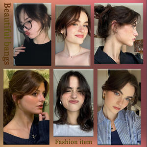 Perruque à franges de style français LH116, postiche synthétique droit à raie centrale pour toutes les formes de visage, noir naturel, brun clair, brun foncé - Product Image 1