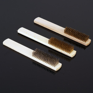 Wooden Handle Steel <b>Wire</b> <b>Brush</b> 15mm Bristle Length Durable Cleaning <b>Brush</b> For Metal Surface Rust And Paint Removal Household Use - Product Image 1