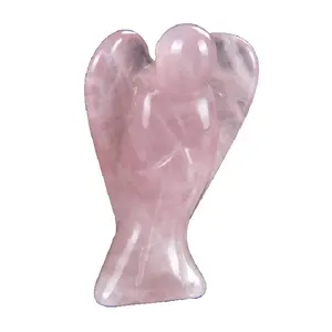 Cristallo angelo quarzo rosa intaglio cristallo da 2 a 2.5 pollici pietra angelo guarigione pietre preziose figurina angelo sfuso per la decorazione domestica