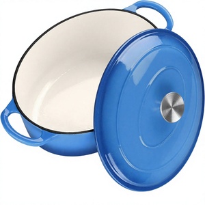 Olla Holandesa Ovalada TeamFar de Hierro Fundido Esmaltado y Cerámica con Tapa de Acero Inoxidable de 5qt para Hornear/Poner a Estufar/Asar/Freír, Multiusos - Product Image 1