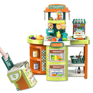 2 en 1, 58 Uds., casita de juegos para niños, pequeño vendedor, juego de juguetes de supermercado en casa, juego de compras de vendedor, juguetes para niños pequeños - Product Image 2