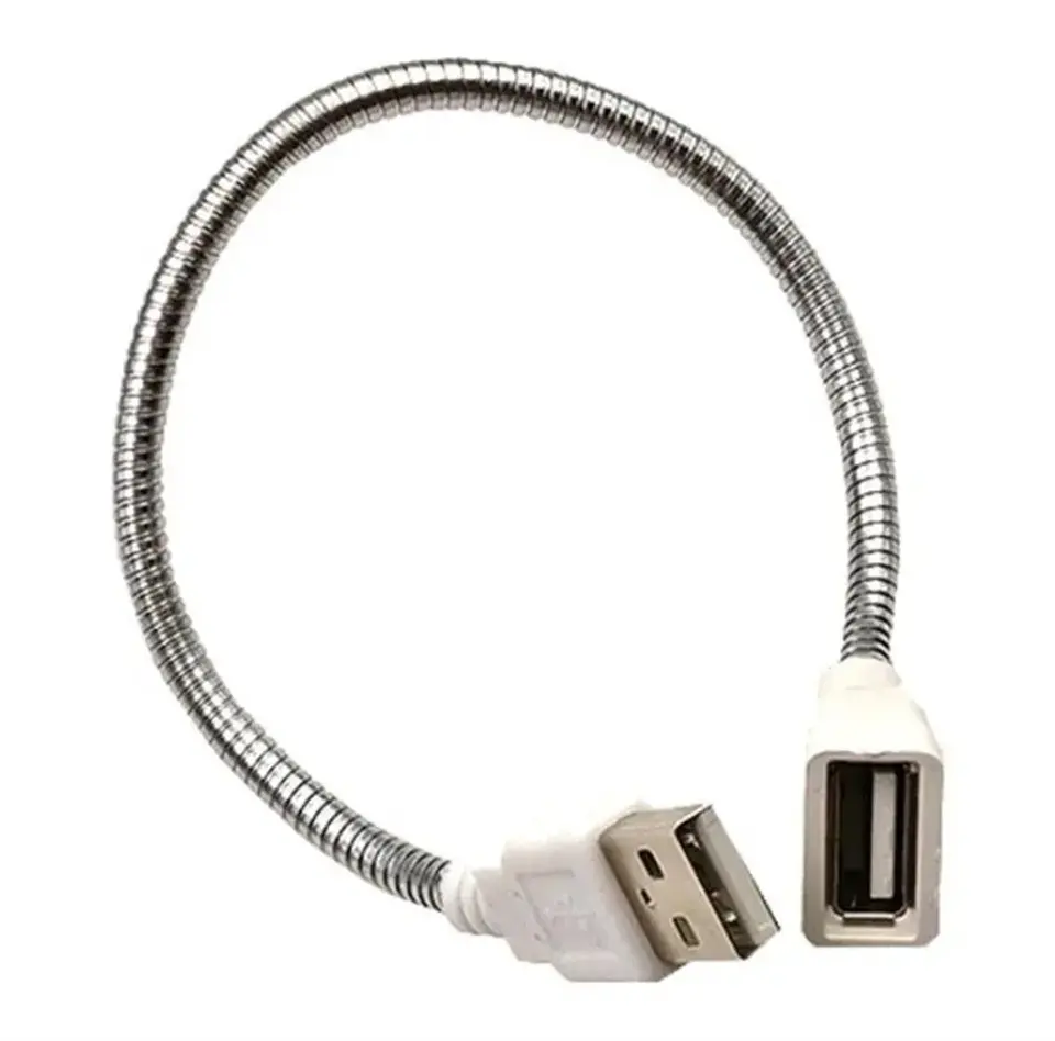 Kabel data fleksibel 28cm USB 2.0 A pria ke Wanita ekstensi leher angsa kabel berdiri logam fleksibel untuk daya seluler laptop PC