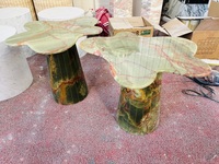 Table en onyx vert Table d'appoint centrale en pierre pour meubles de salon modernes Table en marbre onyx de luxe