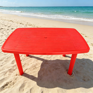 <b>Plastic</b> Outdoor Dining <b>Table</b> Set 6 Seats Rectangular Polypropylene For Beach Garden <b>Patio</b> Use - Product Image 3