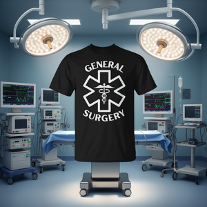 T-shirt con simbolo del caduceo medico per chirurgia generale - Product Image 3