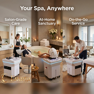 Portable Head Spa <b>Bed</b> Shampoo Bowl with Water Circulation Heating Steamer Mobile Scalp Therapy Treatment Basin Salon Furniture - Product Image 5
