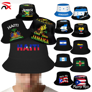 <strong>Cheap</strong> Price Outdoor Luxury Custom logo Polyester 58-60cm Haiti Country Flag Fisherman <strong>Bucket</strong> <strong>Hat</strong> All Over Print for Men's - Product Image 3