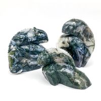 Vente en gros d'agate de mousse naturelle à sculpter lézard de haute qualité cristal d'agate de mousse lézard animal artisanat pour la décoration