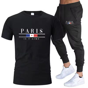 Conjunto de 2 Piezas de Pantalones Deportivos Largos de Manga Corta de Algodón Puro de Alta Calidad, Modernos y Versátiles para Hombre, Verano 2025 - Product Image 4