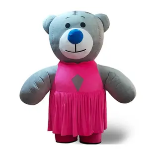 Fantasia inflável para meninas adulto urso mascote completo terno de casamento fantasia vestido