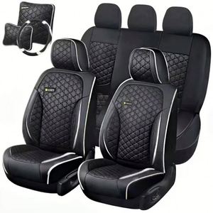 Housses de siège de voiture universelles en cuir tout-en-un avec coussins, ensemble de 9 pièces, offrant un confort et un style premium - Product Image 3