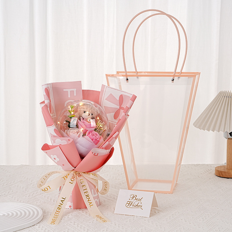 Round ball acrylic-pink+little bear+trapezoidal bag