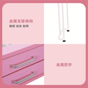 Pink Nail Art Table With Storage Drawers And <b>Mirror</b> For Salon Or Home Use - Product Image 4