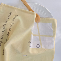 Essuie-tout de cuisine en coton à imprimé dessin animé mignon, doux, absorbant, sans peluches, jaune, pour le nettoyage quotidien et une décoration positive de la maison