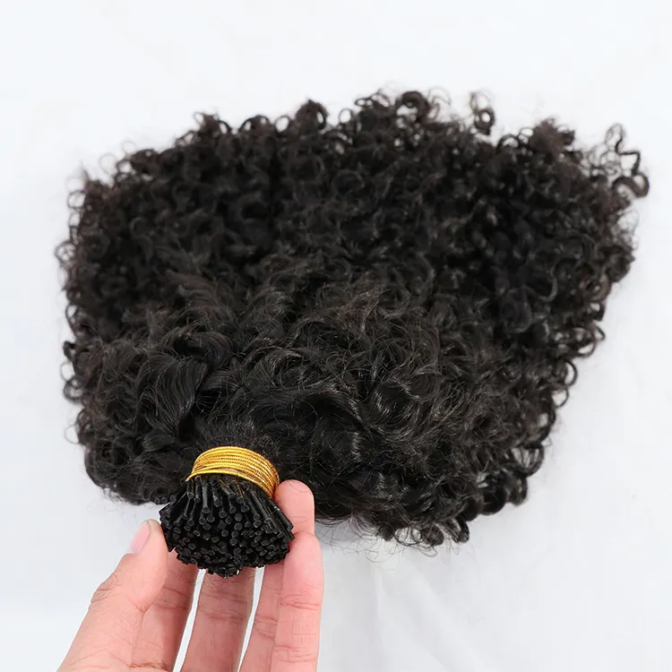 Customized Micro link Hair Wholesale I Tip Hair Extensions Colored itips India kinky curly Double Drawn Human Remy Hair