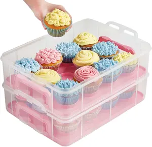 24 Grote Cupcake Carrier 2 Tier Cake Houder Stapel En Winkel Cake Carrier