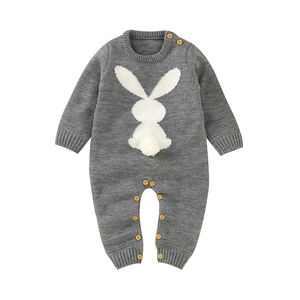Mimixiong - Mamelucos de punto para bebé recién nacido, ropa de bebé niñ<span class=keywords><strong>a</strong></span>, lindos mamelucos de conejito con pompón, conjuntos de ropa para niños, ropa de bebés - Product Image 1
