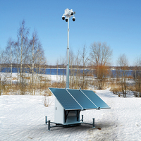 Remorque de surveillance solaire mobile avec tour d'éclairage solaire à mât rotatif et caméra CCTV pour l'observation sur site