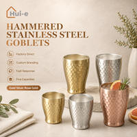 Vente en gros de gobelets en acier inoxydable martelé SUS 304, gobelets en métal pour boissons, logo personnalisé or, argent, or rose pour restaurant, bar