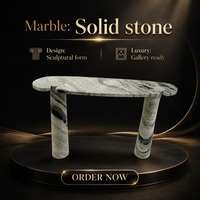 Table basse en marbre vert, table centrale sculpturale en pierre, mobilier de salon en pierre naturelle