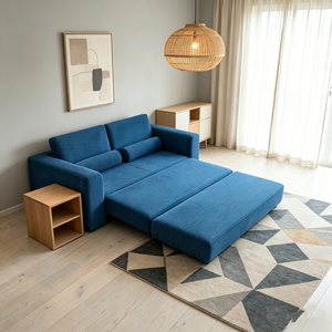 Canapé-lit pliant de luxe en gros, ensemble de lit en tissu de lin, mousse haute densité, compressé sous vide - Product Image 2