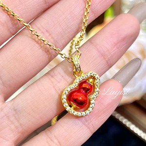 Collier de <span class=keywords><strong>baies</strong></span> recouvertes de sucre <span class=keywords><strong>double</strong></span> face Pendentif de haute qualité Boucles d'oreilles en diamant rouge pour femmes Bague Folu émaillée vintage Nouveau - Product Image 6