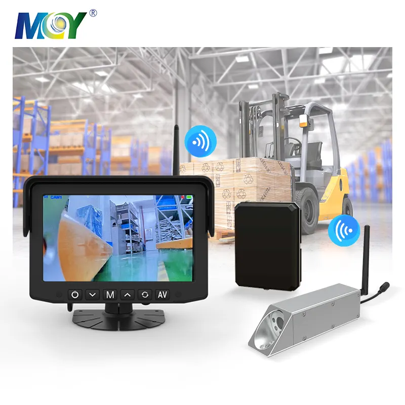 MCY Wireless Backup Camera 7inch Monitor 2.4Ghz Wireless Reach Truck Forklift Camera System