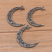 Accessoires de bijoux en alliage classiques à faire soi-même, pendentifs lune ajourés style steampunk