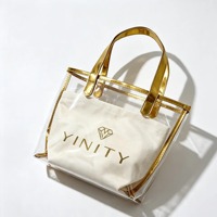 Sac à main holographique de luxe avec poignée dorée, logo personnalisé, mini sac fourre-tout, sac de plage rayé, sac de shopping