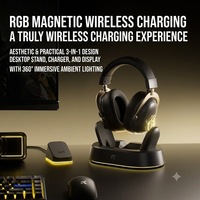 Casque de jeu sans fil MCHOSE V9 Turbo+ Tri-mode à faible latence pour l'e-sport, avec station de charge magnétique RGB et cadre en aluminium léger