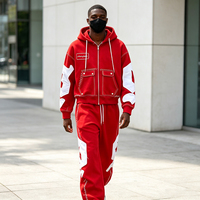 Set Personalizzato da Uomo con Felpa con Zip e Pantaloni in Felpa, 100% Cotone, Traspirante, con Ricamo e Dettagli Cuciti, Oversize, Stile Streetwear