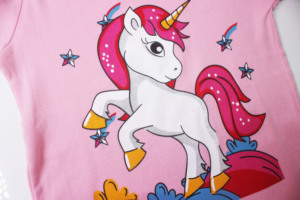 <span class=keywords><strong>Pigiama</strong></span> Rosa per Bambine con Stampa <span class=keywords><strong>Unicorno</strong></span>, Comodo Completo per Bambini a Maniche Lunghe, Abbigliamento Traspirante a Costine per Bambini, Indumenti da Notte per Bambini - Product Image 3