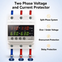 Protecteur de surtension et de sous-tension à double écran, phase divisée, 63A/110V, dispositif de protection réglable pour câblage domestique américain