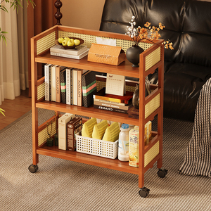 Carrito <span class=keywords><strong>de</strong></span> Ruedas Antiguo Portátil con Múltiples Niveles para Guardar Refrigerios, Artículos Diversos, Libros y Otras <span class=keywords><strong>Cosas</strong></span> Junto al Sofá - Product Image 3
