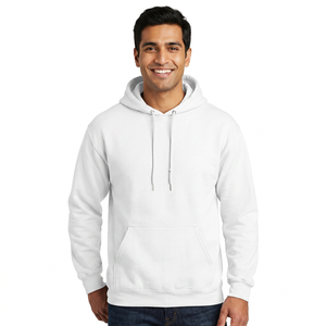 Vêtements pour hommes Streetwear Couleur blanche 100% coton polaire Pull à capuche pour hommes avec poche - Product Image 1