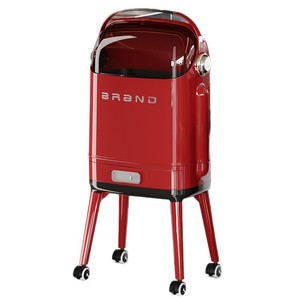 [Brand] Kitchen Trash Can Cylindrical With Wheels Push To Open Lid Indoor Use Creamy White Vintage Red - Product Image 5
