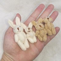 Mini-poupées articulées en peluche lapin et ours de 4,5 cm/6 cm, douces et moelleuses, breloques en peluche lapin et ours nus pour loisirs créatifs, accessoires pour sacs et chaussures