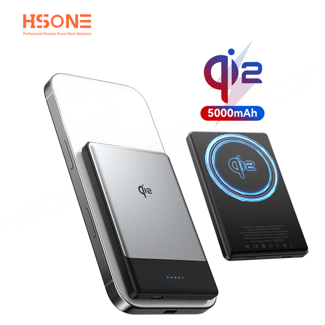 YD79 Aluminum Alloy Magnetic Wireless Powerbank 5000mAh 9mm Ultra Slim LED Display 15W Fast Charging Type-C Pure Cobalt Battery