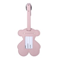 Étiquette de bagage en cuir PU en forme d'ours avec logo personnalisé, étiquette d'identification de bagage mignonne en forme d'animal, sangle réglable, étiquette de nom pour valise