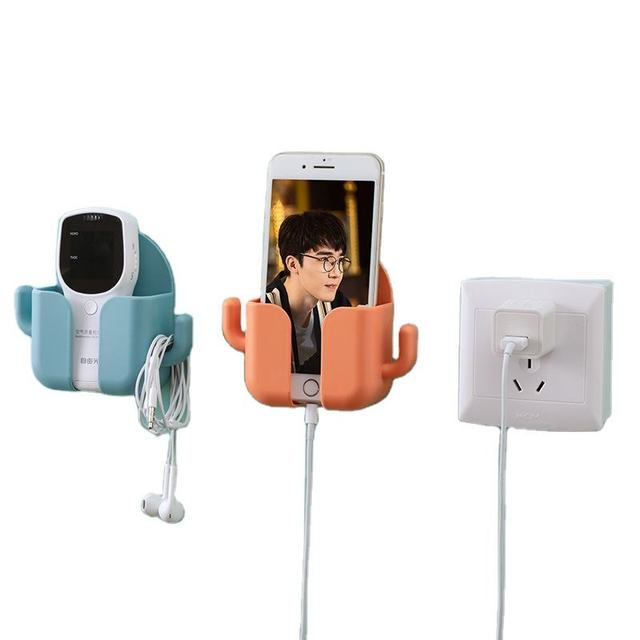 LY250626-2 Modern Wall Mounted Mobile Phone Charging Rack Multifunctional Punch-Free Plastic Holder Longer Bigger Size Storage