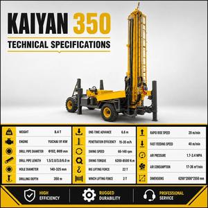 Trivella per pozzi d'acqua su ruote KY350, multifunzione, rotativa, per perforazione DTH, profondità 350m, per indagini geologiche - Product Image 2