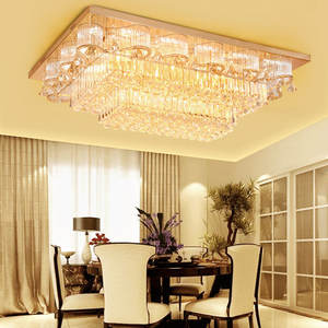 Lámpara colgante de cristal LED de lujo moderna, lámpara de techo rectangular dorada con Base de aluminio para el hogar, oficina, Hotel, boda - Product Image 2