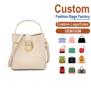 กระเป๋าหนังทรงถัง - หนังวัวแท้คุณภาพสูง, ดีเทลห่วงรูปตัว D สีทอง + สายสะพายถอดได้, OEM บูติกทั่วโลก - Product Image 1