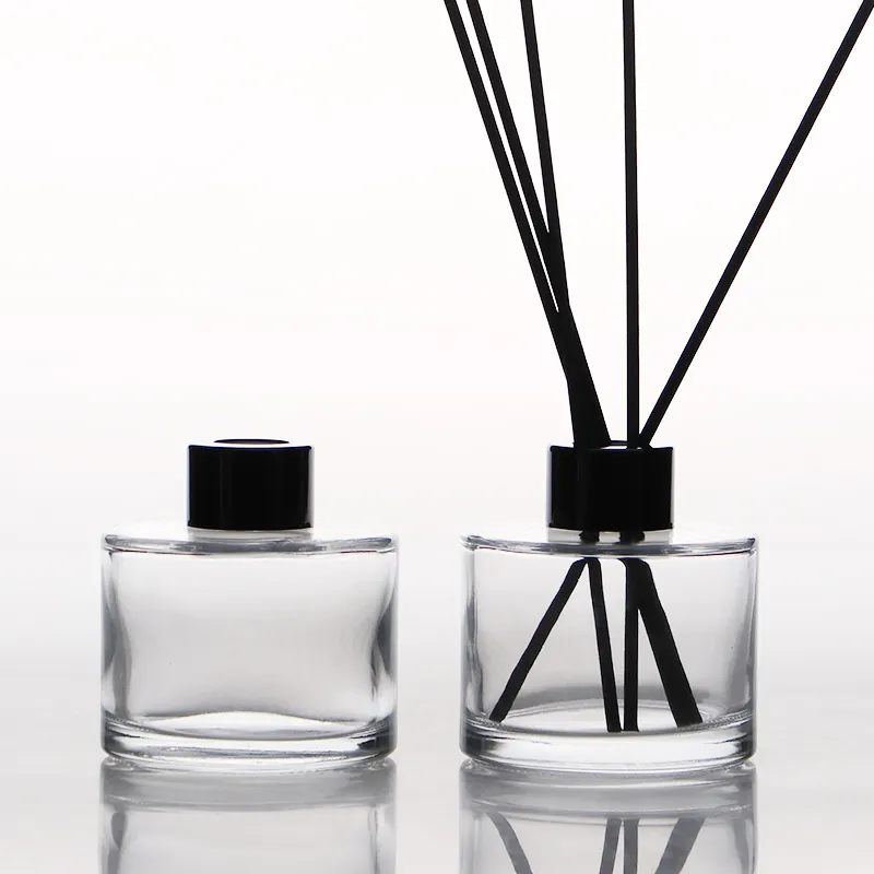 Round 100ml transparent color fragrance scented reed diffuser glass bottle for aroma oil