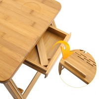 Bureau d'ordinateur portable en bambou réglable en hauteur, table de lit pliable, plateau de service pour petit-déjeuner