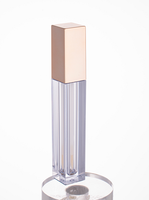 Flacon vide carré transparent en plastique de 4,5 ml personnalisé pour brillant à lèvres avec applicateur pour emballage cosmétique de maquillage des lèvres