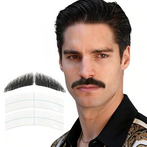 <span class=keywords><strong>Baffi</strong></span> <span class=keywords><strong>Finti</strong></span> Diritti in Capelli Umani, Barba Invisibile Annodata a Mano, Barba Finta Realistica per Uomini - Product Image 1