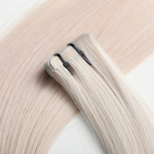 Extensioni per Capelli con Nastro Adesivo Iniettato di Alta Qualità, <span class=keywords><strong>Biondo</strong></span> <span class=keywords><strong>Platino</strong></span>, Capelli Vergini Europei Grezzi da Donazione, Fornitori di Trame con Nastro Adesivo - Product Image 4