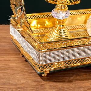 Bộ Bakhoor sang trọng Qian Hu 2025 Mới Về - Lọ đốt trầm hương cổ điển bằng kim loại vàng, tinh dầu thơm, hương thơm Hồi giáo, hộp đựng than hương - Product Image 4