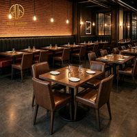 Chaise rembourrée Ron Group, mobilier de restaurant moderne et luxueux, avec structure en bois, table carrée en bois massif, banquette en cuir en forme de L